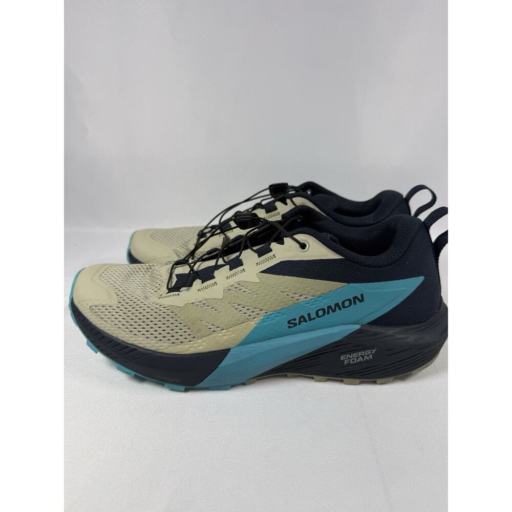 Salomon Sense Ride 5 Trail Running Shoes Men’s Size 8 Beige Blue
